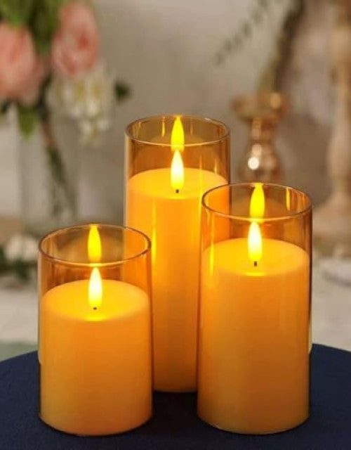 3 Pcs Flameless Led Tea Light Candle for Home Decor