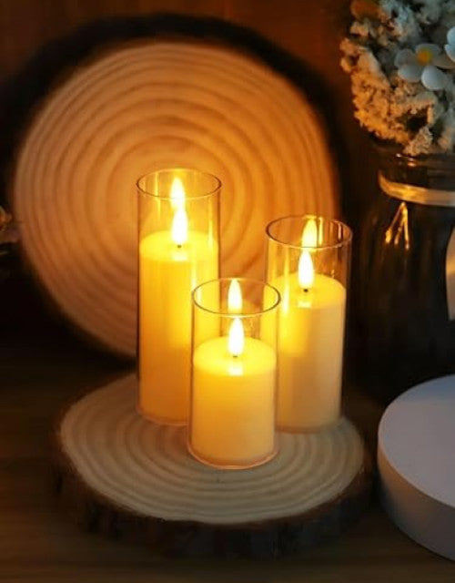 3 Pcs Flameless Led Tea Light Candle for Home Decor