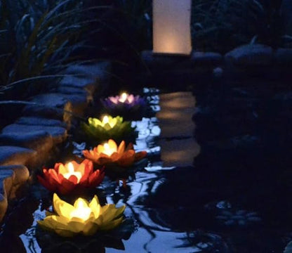 Elegant LED Water Sensor Floating Diyas – Lotus Style 🌷 (Pack of 6)